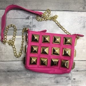 Betsy Johnson Hot Pink Crossbody Bag w/ studs